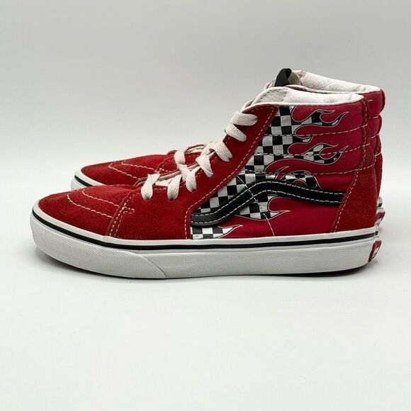 Vans AK8-HI Red Flame Hi Top Lace Up Sneakers - Big Kid US 2.5 - Picture 5 of 10